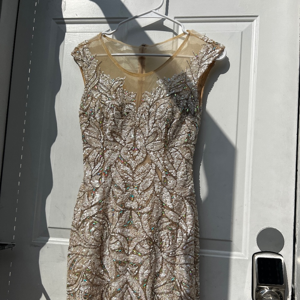 CUSTOM PROM DRESS SHORT BEIGE